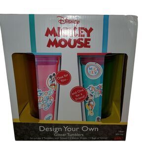 ZAK! Disney MICKEY MOUSE DESIGN YOUR OWN GLITTER TUMBLERS 16 OZ BPA FREE